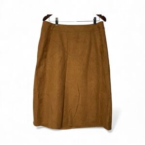 Chicos Midi Faux Suede Skirt Sz 1.5/US Sz 10 Minimalist Western CottageCore Boho